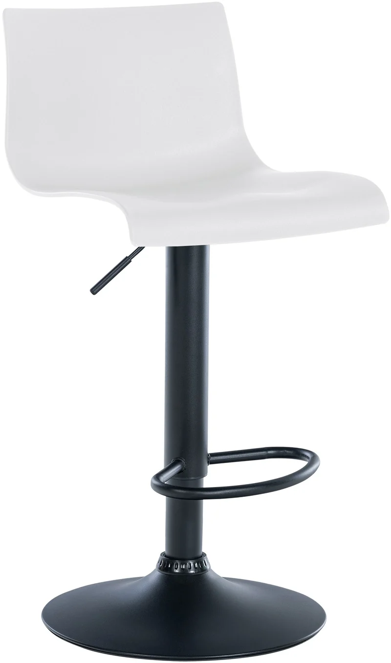 Lot de 2 tabourets de bar design simple avec repose-pieds en plastique blanc pieds en métal noir 10_0004048