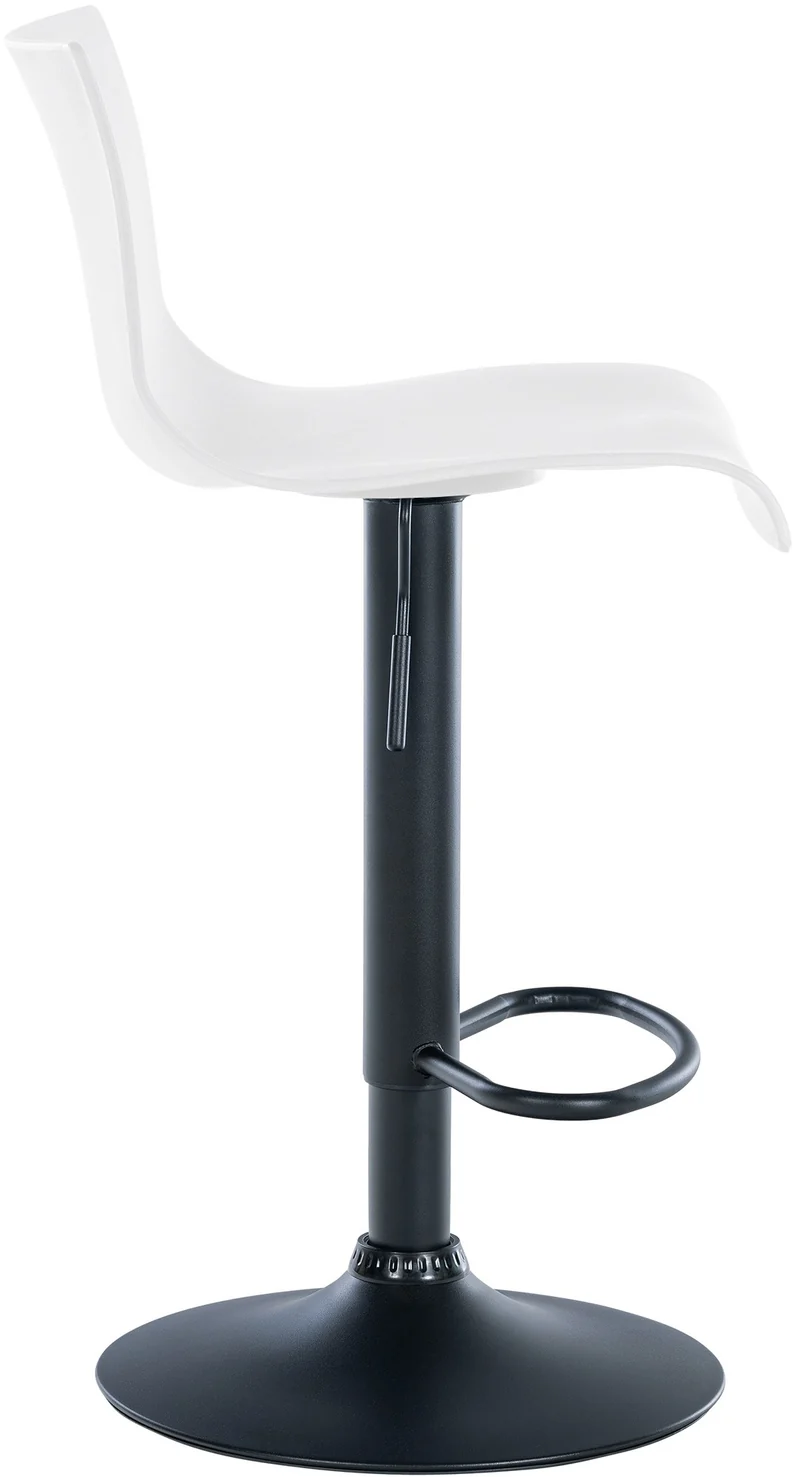 Lot de 2 tabourets de bar design simple avec repose-pieds en plastique blanc pieds en métal noir 10_0004048