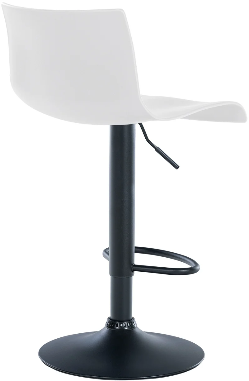 Lot de 2 tabourets de bar design simple avec repose-pieds en plastique blanc pieds en métal noir 10_0004048
