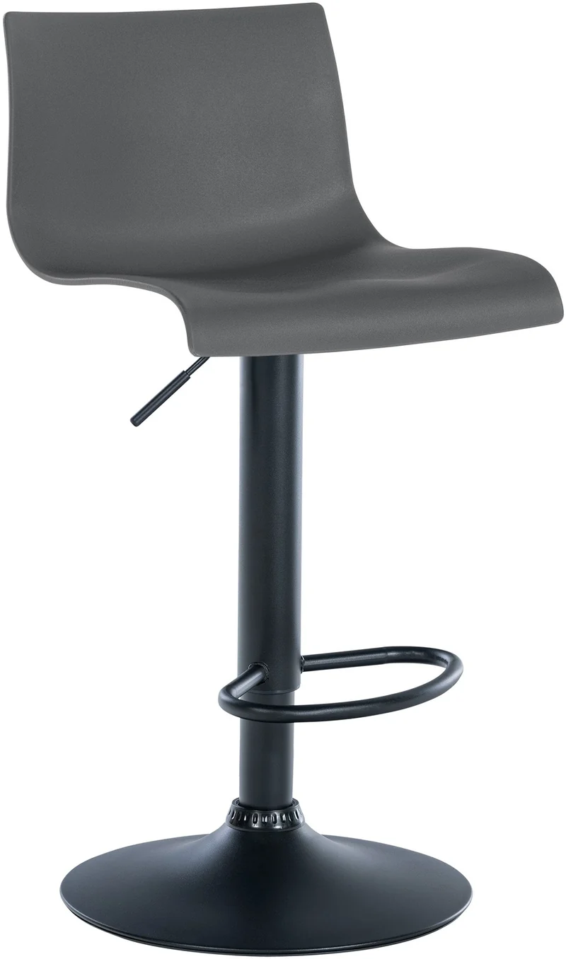 Lot de 2 tabourets de bar design simple avec repose-pieds en plastique gris pieds en métal noir 10_0004045