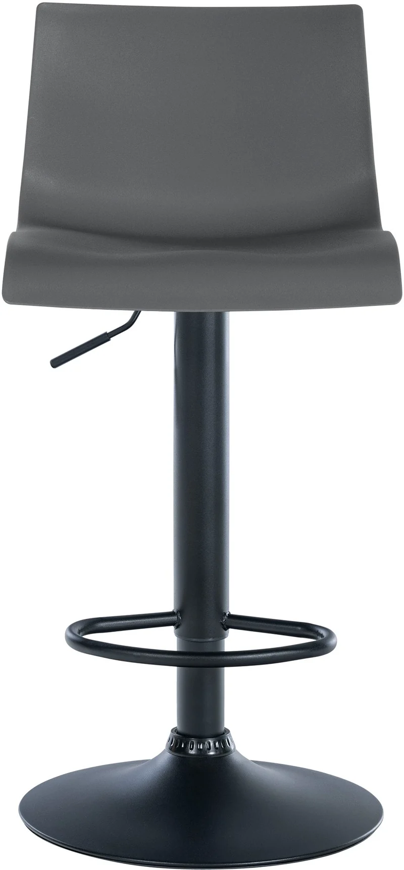 Lot de 2 tabourets de bar design simple avec repose-pieds en plastique gris pieds en métal noir 10_0004045