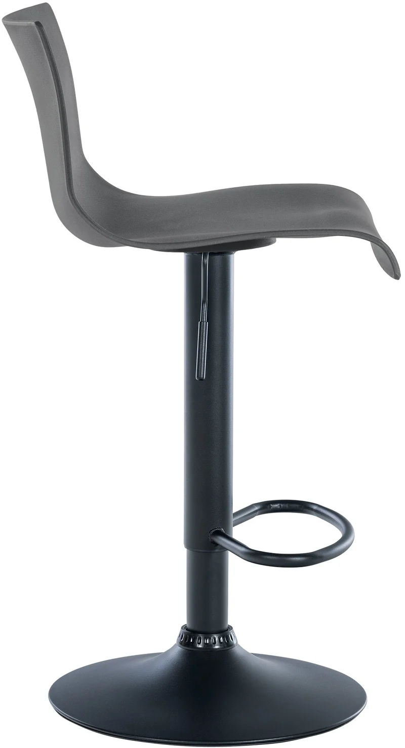 Lot de 2 tabourets de bar design simple avec repose-pieds en plastique gris pieds en métal noir 10_0004045