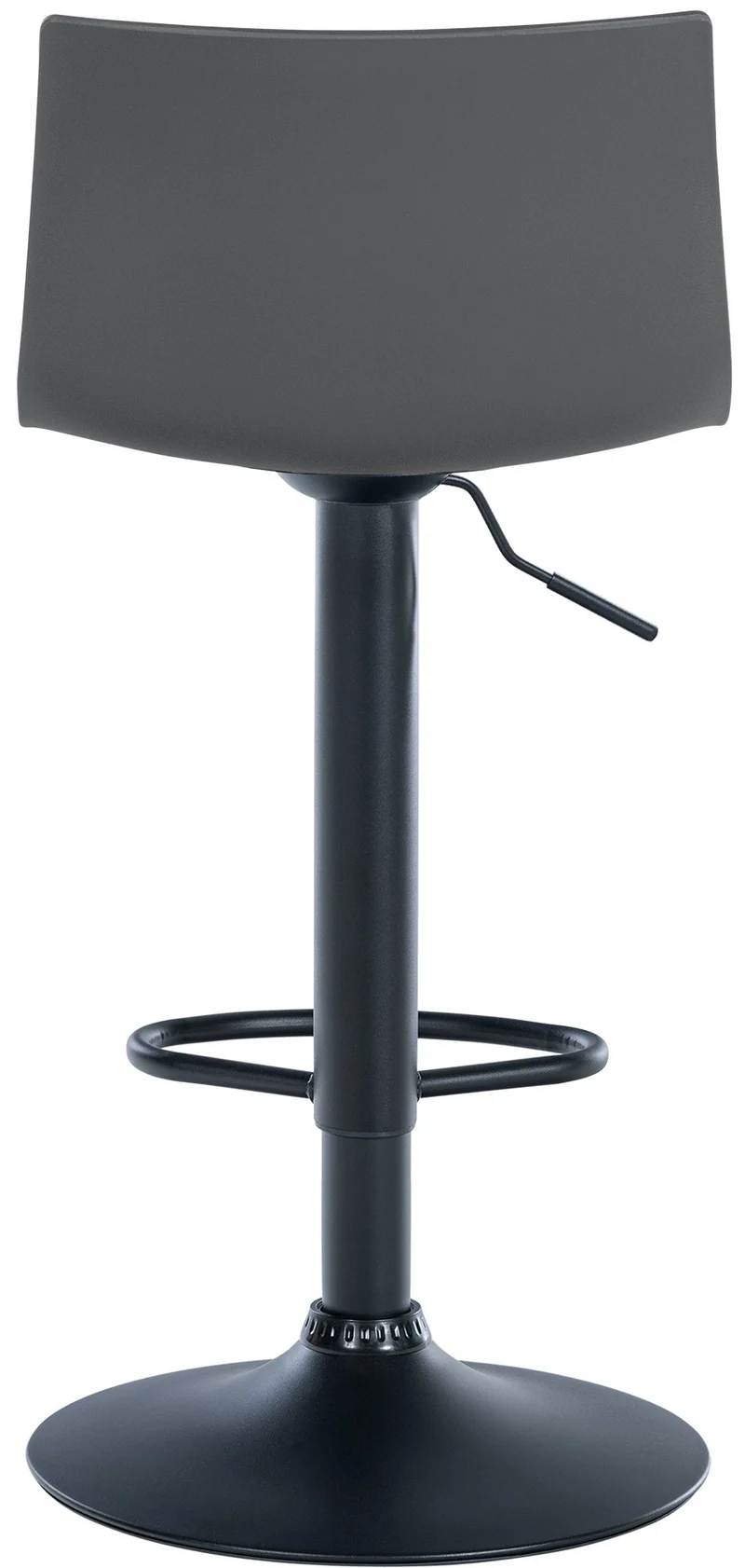 Lot de 2 tabourets de bar design simple avec repose-pieds en plastique gris pieds en métal noir 10_0004045