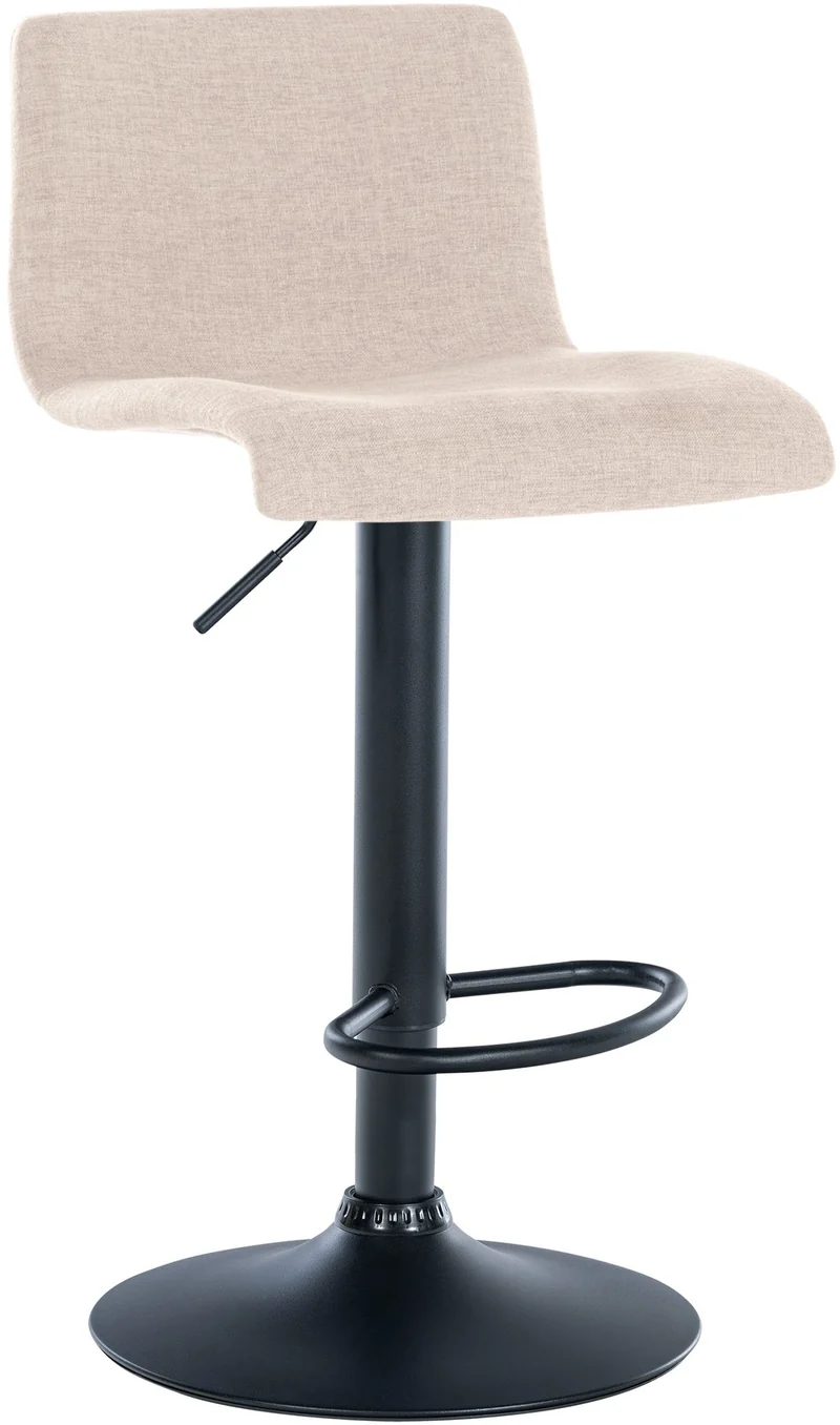 Lot de 2 tabourets de bar design simple avec repose-pieds en tissu crème pieds en métal noir 10_0004051