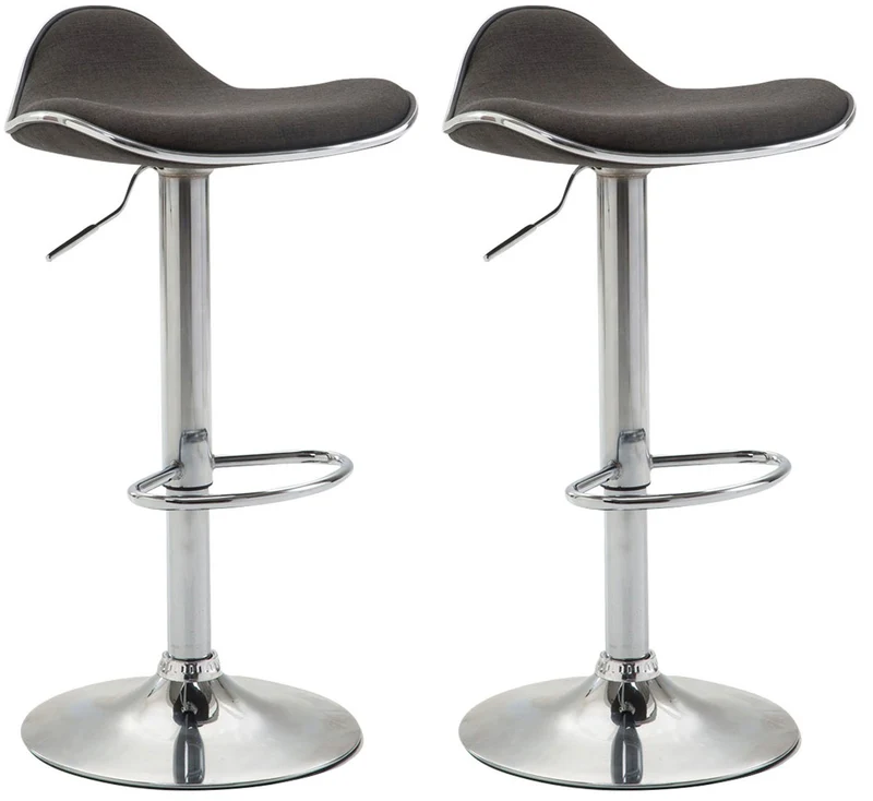 Lot de 2 tabourets de bar assise ergonomique en tissu gris foncé pied en trompette en métal 10_0004410