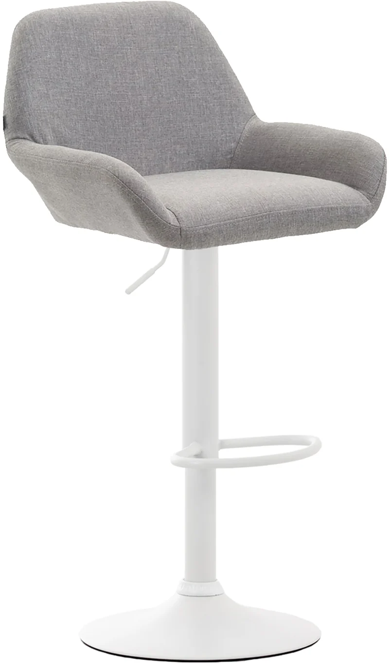 Lot de 2 tabourets de bar repose-pieds en forme d'arc en métal blanc assise en tissu gris 10_0004043