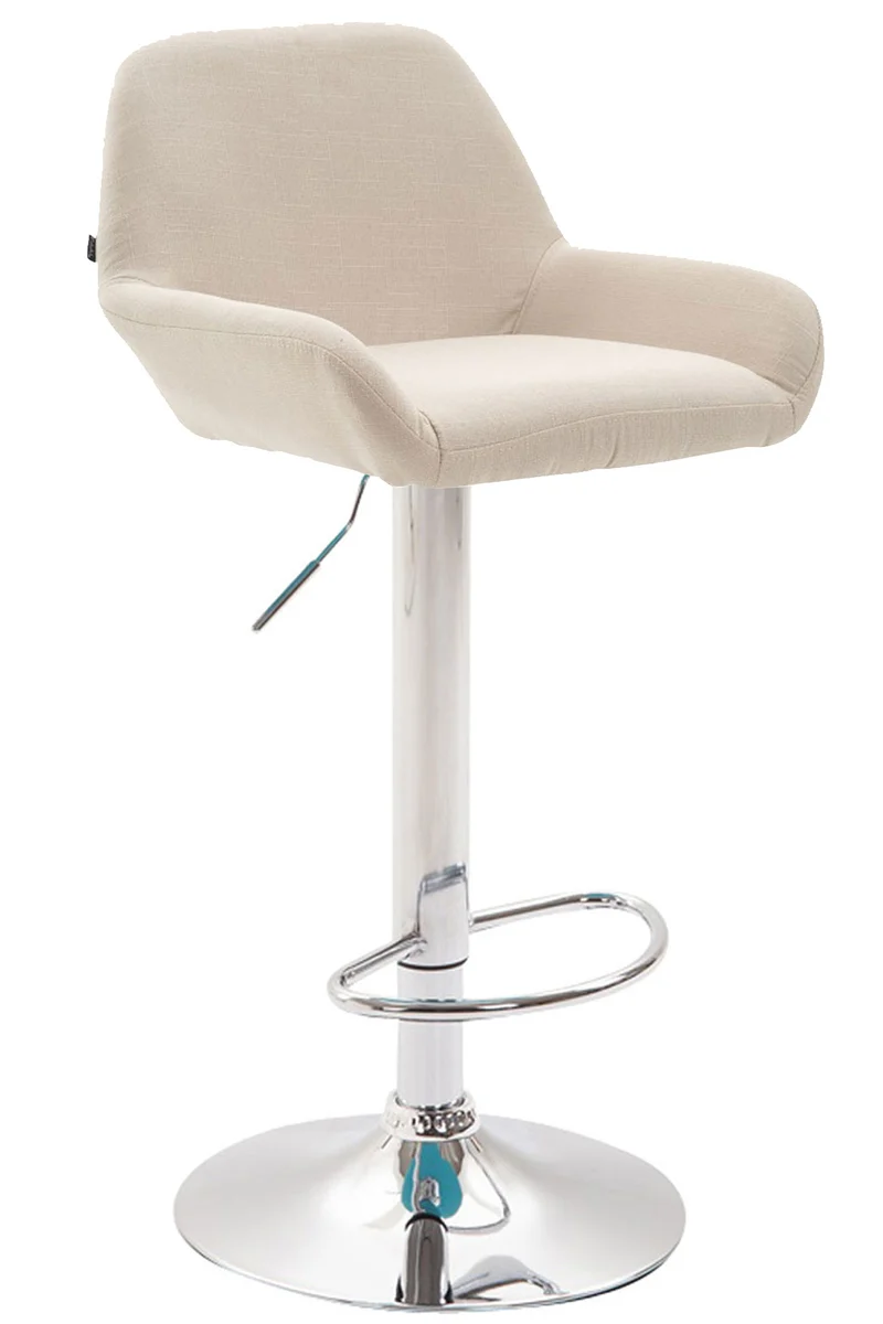 Lot de 2 tabourets de bar repose-pieds en forme d'arc en métal chromé assise en tissu crème 10_0004039