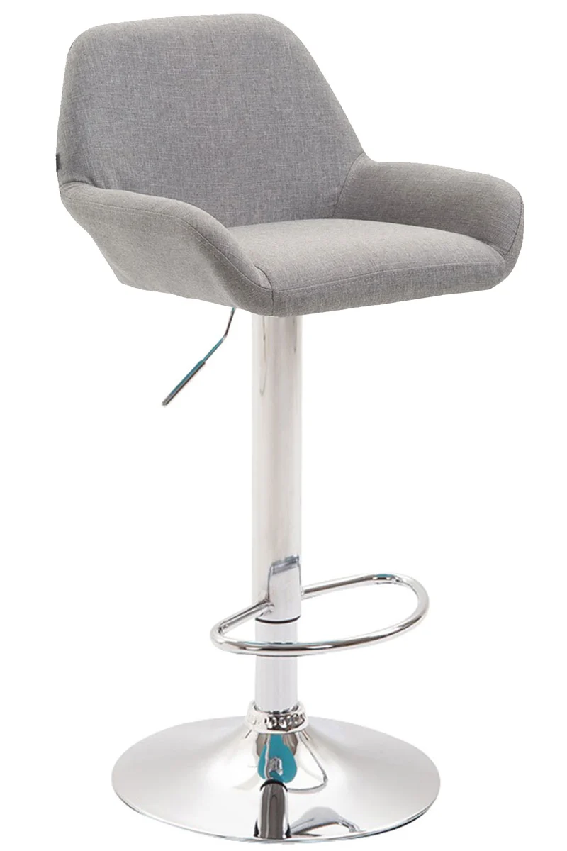 Lot de 2 tabourets de bar repose-pieds en forme d'arc en métal chromé assise en tissu gris 10_0004041