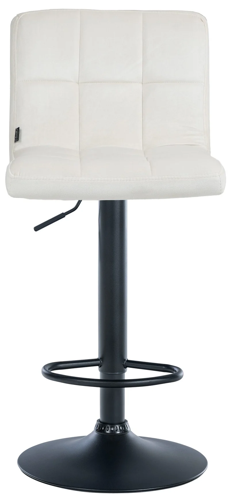 Lot de 2 tabourets de bar en velours crème avec coutures décoratives pied en trompette métal noir 10_0004395