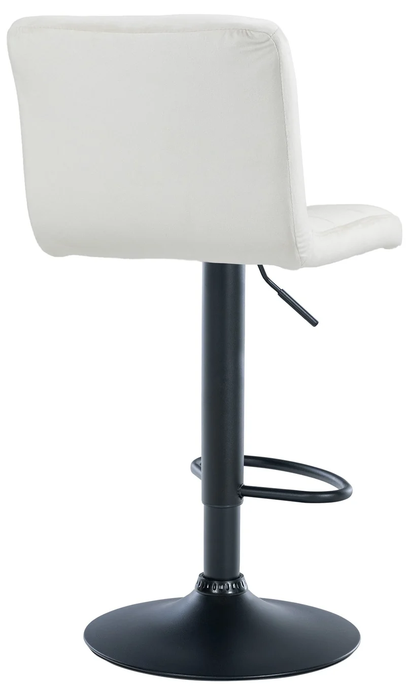 Lot de 2 tabourets de bar en velours crème avec coutures décoratives pied en trompette métal noir 10_0004395