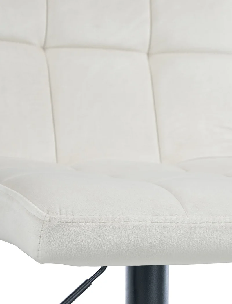 Lot de 2 tabourets de bar en velours crème avec coutures décoratives pied en trompette métal noir 10_0004395