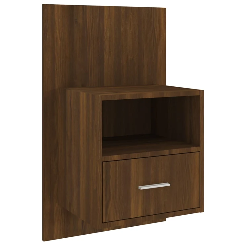 Table de chevet murale avec tiroir et compartiment ouvert 48,5 x 32,5 x 80 cm en bois d'ingénierie marron DEC034266