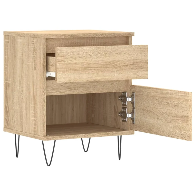 Table de chevet avec tiroir et compartiment avec porte 40 x 35 x 50 cm en bois d’ingénierie couleur chêne DEC033838