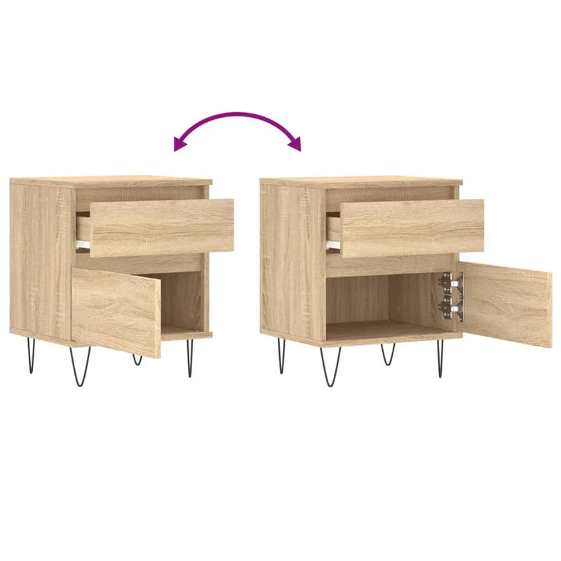 Table de chevet avec tiroir et compartiment avec porte 40 x 35 x 50 cm en bois d’ingénierie couleur chêne DEC033838