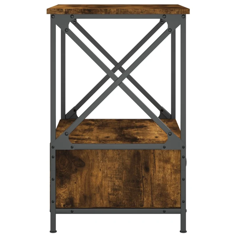 Table de chevet avec tiroir et étagère 50 x 41 x 65 cm bois d'ingénierie marron et fer DEC033666
