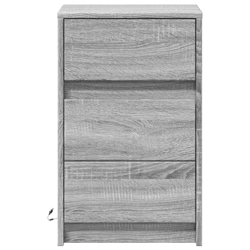 Table de chevet et lumières LED avec tiroirs 38 x 34 x 61 cm en bois d'ingénierie gris DEC032807