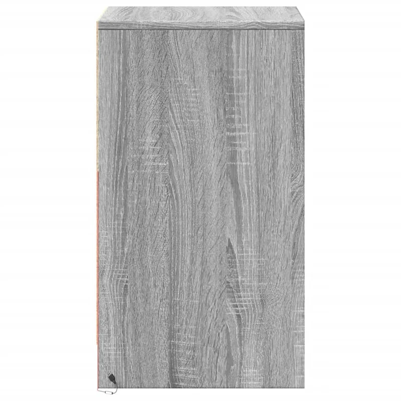 Table de chevet et lumières LED avec tiroirs 38 x 34 x 61 cm en bois d'ingénierie gris DEC032807