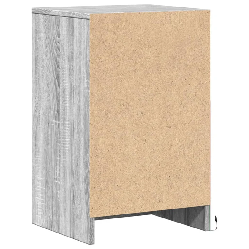 Table de chevet et lumières LED avec tiroirs 38 x 34 x 61 cm en bois d'ingénierie gris DEC032807