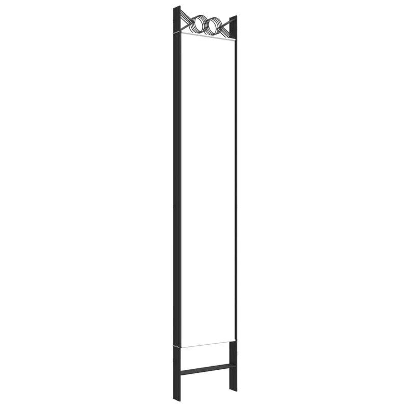 Paravent séparateur de pièce cloison 5 panneaux 200 x 220 cm tissu blanc et fer DEC030944