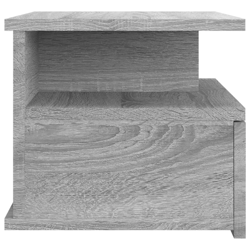 Table de chevet murale avec tiroir et compartiments ouverts 40 x 31 x 27 cm en bois d’ingénierie gris DEC033931