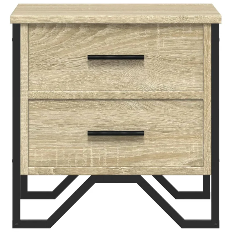 Table de chevet avec tiroirs 40 x 41 x 40 cm bois d'ingénierie couleur chêne et métal DEC033866