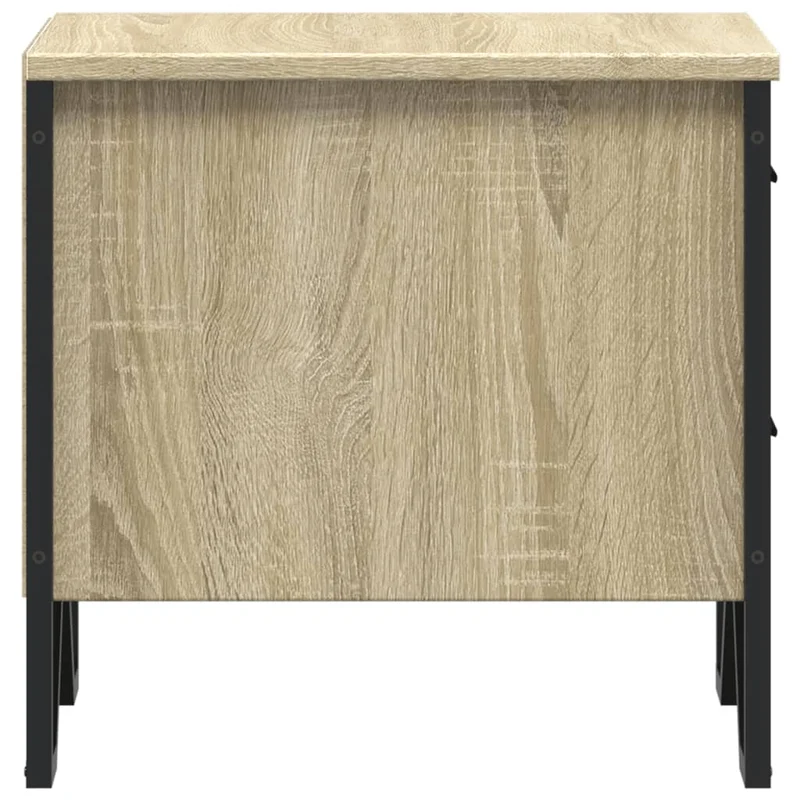 Table de chevet avec tiroirs 40 x 41 x 40 cm bois d'ingénierie couleur chêne et métal DEC033866