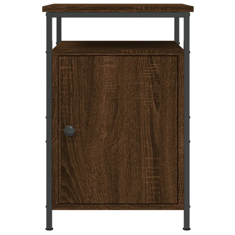 Table de chevet avec compartiment avec porte et ouvert 40 x 42 x 60 cm bois d'ingénierie marron et fer DEC033768