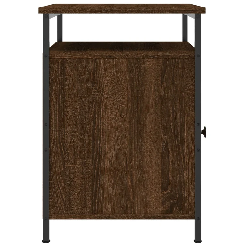 Table de chevet avec compartiment avec porte et ouvert 40 x 42 x 60 cm bois d'ingénierie marron et fer DEC033768