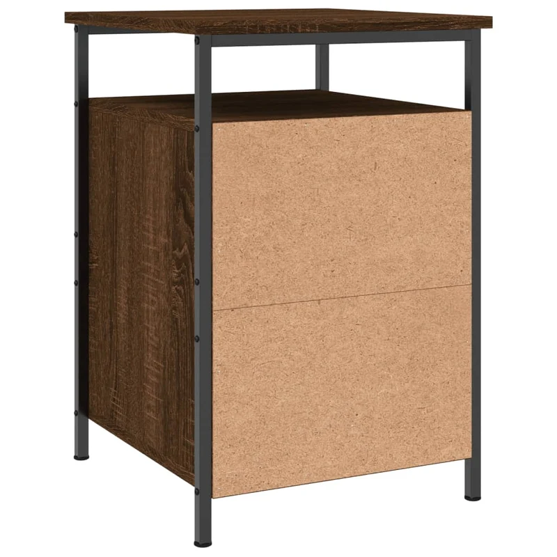 Table de chevet avec compartiment avec porte et ouvert 40 x 42 x 60 cm bois d'ingénierie marron et fer DEC033768