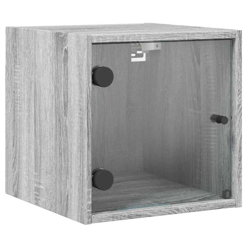 Table de chevet avec porte vitrée 35 x 37 x 35 cm bois d'ingénierie gris DEC033281