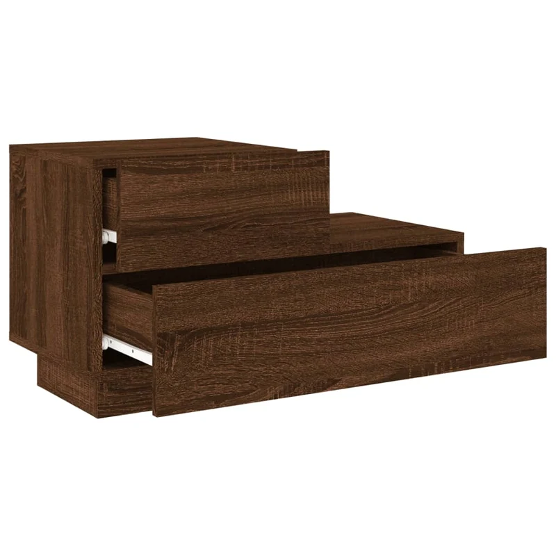 Table de chevet avec lumières LED et tiroirs 70 x 36 x 40,5 cm bois d'ingénierie marron DEC033183