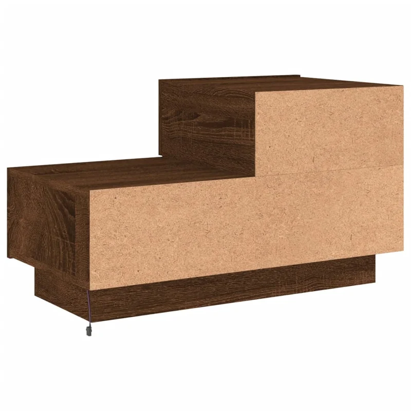 Table de chevet avec lumières LED et tiroirs 70 x 36 x 40,5 cm bois d'ingénierie marron DEC033183