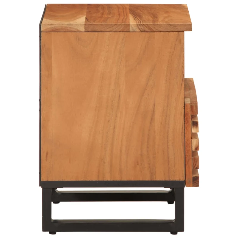 Table de chevet étagère ouverte et tiroir 40 x 34 x 46 cm bois d'acacia massif et acier DEC032982
