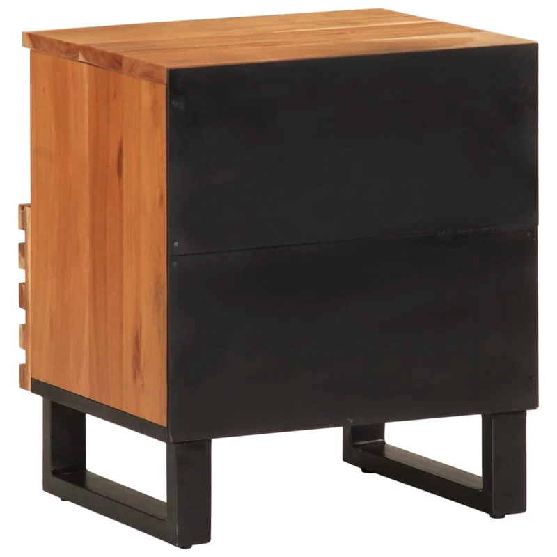 Table de chevet étagère ouverte et tiroir 40 x 34 x 46 cm bois d'acacia massif et acier DEC032982