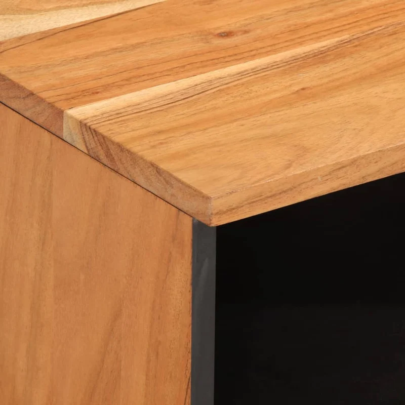 Table de chevet étagère ouverte et tiroir 40 x 34 x 46 cm bois d'acacia massif et acier DEC032982
