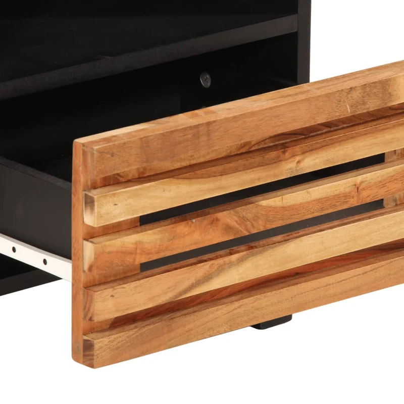 Table de chevet étagère ouverte et tiroir 40 x 34 x 46 cm bois d'acacia massif et acier DEC032982