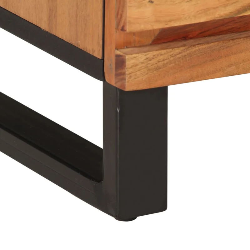 Table de chevet étagère ouverte et tiroir 40 x 34 x 46 cm bois d'acacia massif et acier DEC032982