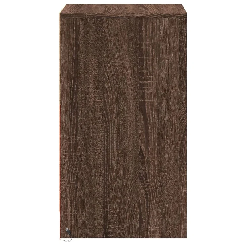 Table de chevet avec lumière LED et 3 tiroirs 38 x 34 x 61 cm en bois ingénierie marron DEC032799