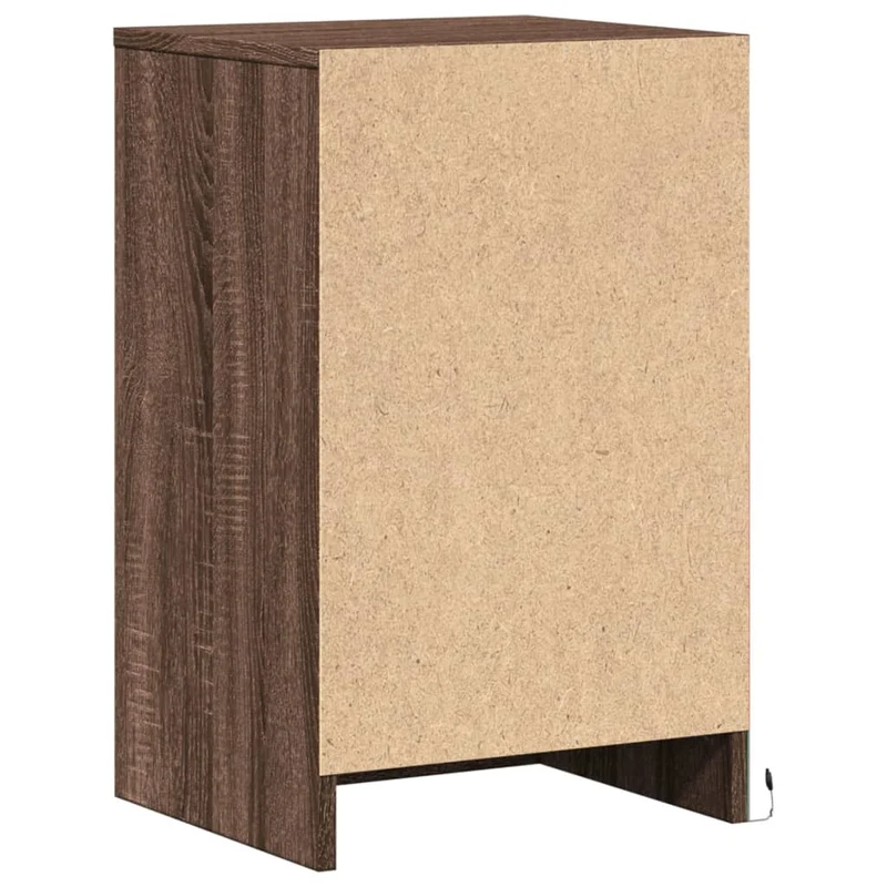 Table de chevet avec lumière LED et 3 tiroirs 38 x 34 x 61 cm en bois ingénierie marron DEC032799