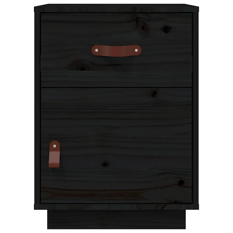 Table de chevet avec tiroir et compartiment avec porte 40 x 34 x 55 cm bois de pin solide noir DEC034422