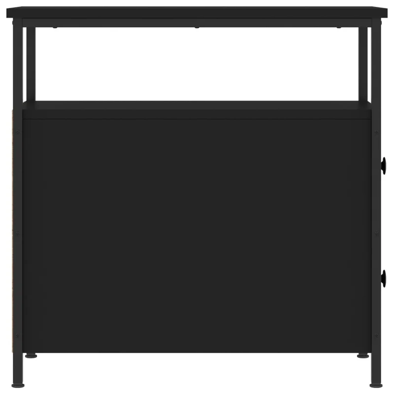 Table de chevet avec 2 tiroirs et étagère 30 x 60 x 60 cm bois d’ingénierie noir et fer DEC034344