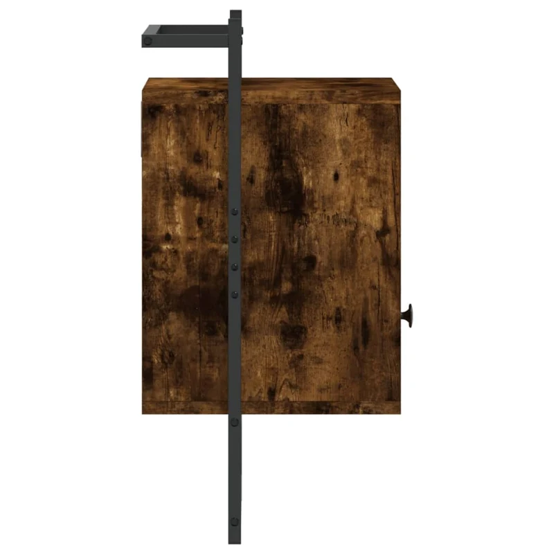 Table de chevet murale avec tiroir et compartiment ouvert 40 x 30 x 61 cm bois d'ingénierie marron et métal DEC034256