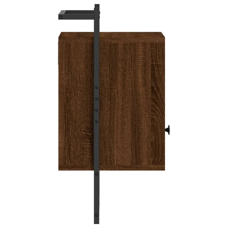 Lot de 2 tables de chevet murale avec tiroir et compartiment ouvert 40 x 30 x 61 cm bois d'ingénierie marron et métal DEC034155