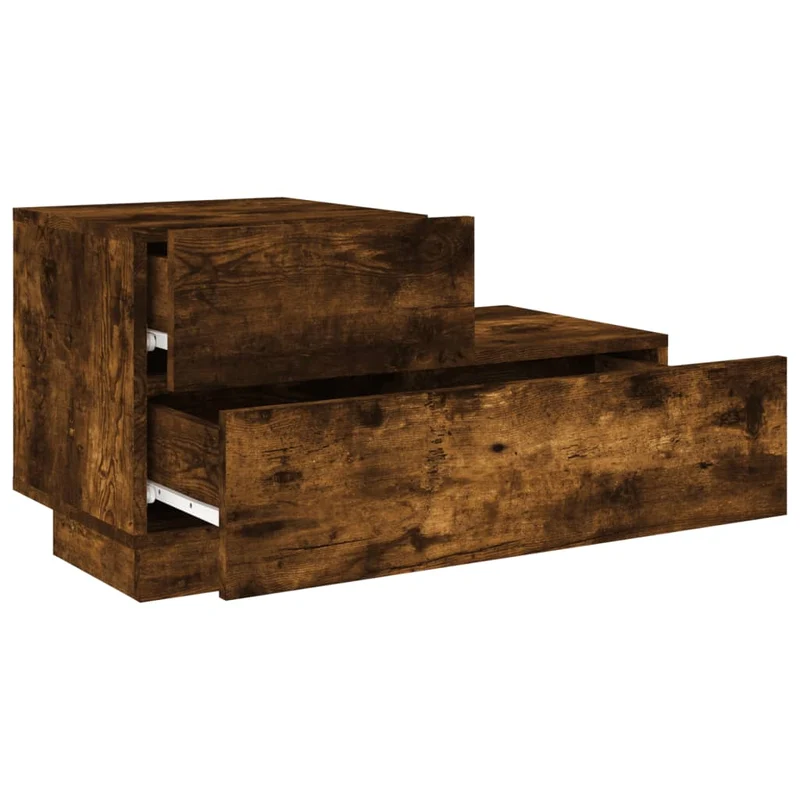 Table de chevet avec lumières LED et tirois 70 x 36 x 40,5 cm bois d'ingénierie marron DEC033178