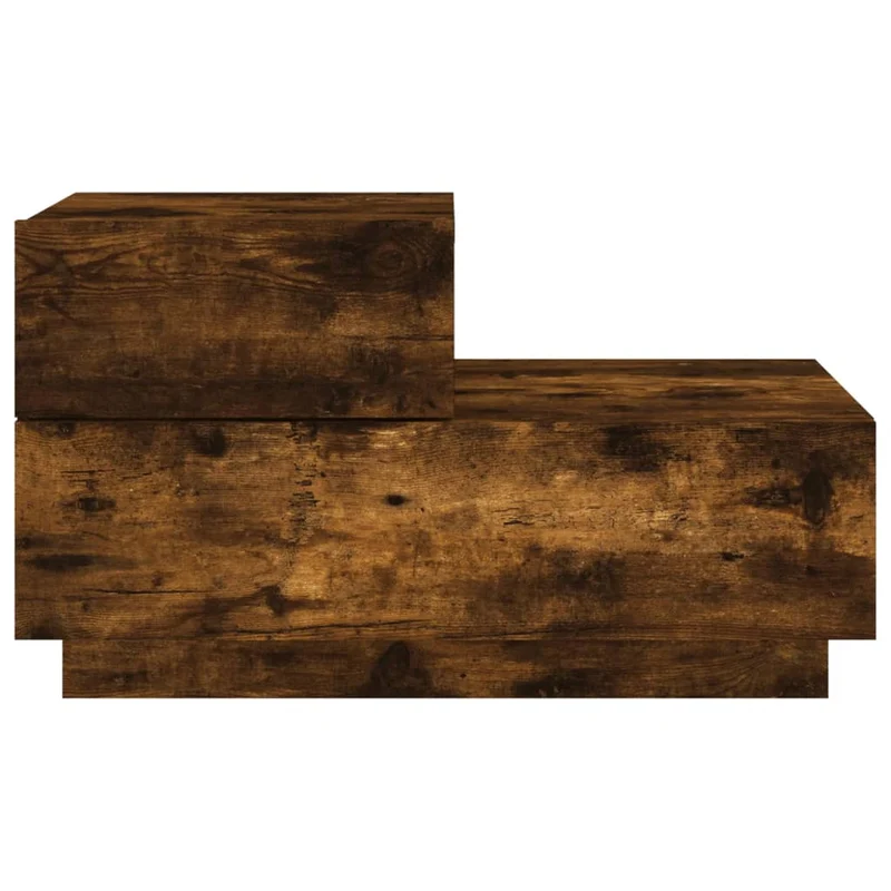 Table de chevet avec lumières LED et tirois 70 x 36 x 40,5 cm bois d'ingénierie marron DEC033178