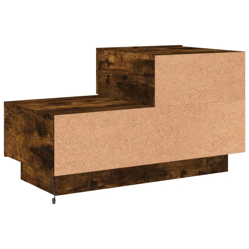 Table de chevet avec lumières LED et tirois 70 x 36 x 40,5 cm bois d'ingénierie marron DEC033178