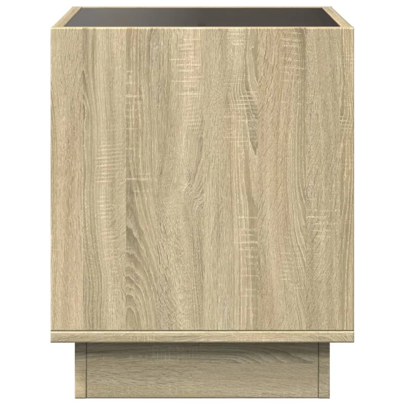Table de chevet avec miroir à LED et compartiment ouvert 50 x 50 x 50 cm bois d'ingénierie couleur chêne verre DEC033149