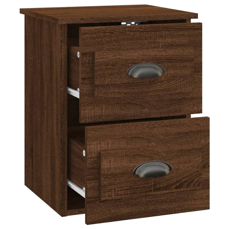 Table de chevet murale avec 2 tiroirs 41,5 x 36 x 53 cm en bois d'ingénierie marron DEC034272