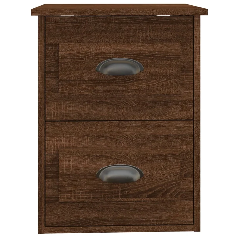 Table de chevet murale avec 2 tiroirs 41,5 x 36 x 53 cm en bois d'ingénierie marron DEC034272