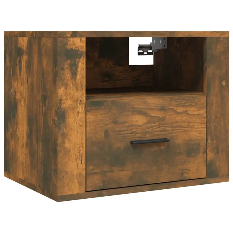 Table de chevet murale avec tiroir et compartiment ouvert 50 x 36 x 40 cm en bois d'ingénierie marron DEC034263